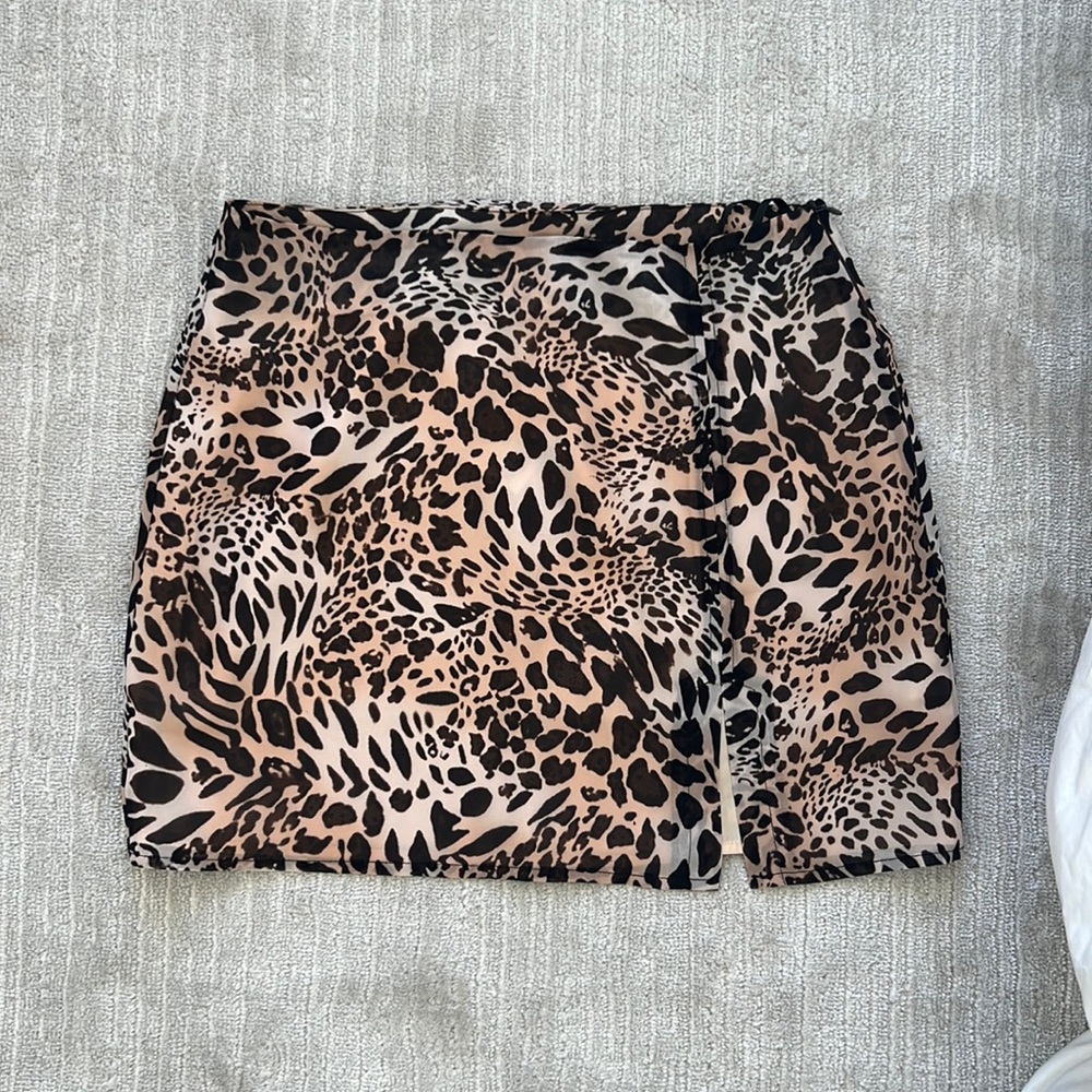 Blue life leopard mini skirt